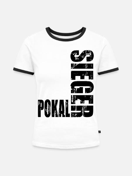 Pokalsieger 2026 - Frauen Kontrast-T-Shirt - Weiß/Schwarz