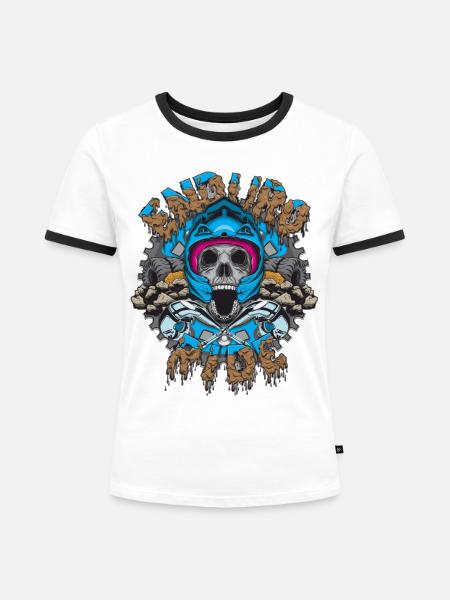 Enduro Ride-v2 - Frauen Kontrast-T-Shirt - Weiß/Schwarz