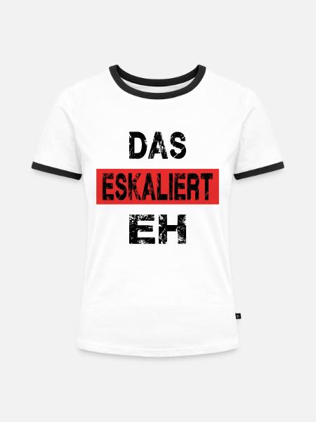 DAS ESKALIERT EH - Frauen Kontrast-T-Shirt - Weiß/Schwarz