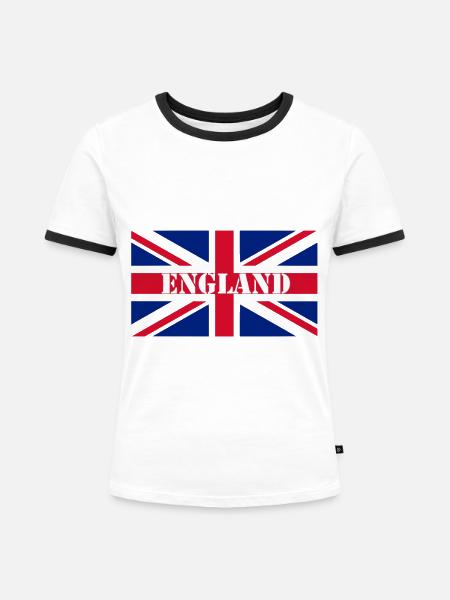 England Flagge - Frauen Kontrast-T-Shirt - Weiß/Schwarz