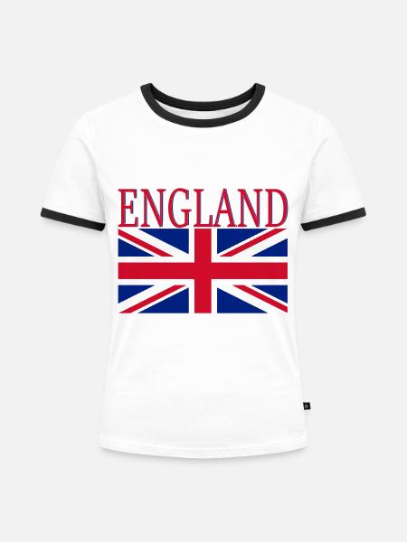 England Flagge - Frauen Kontrast-T-Shirt - Weiß/Schwarz