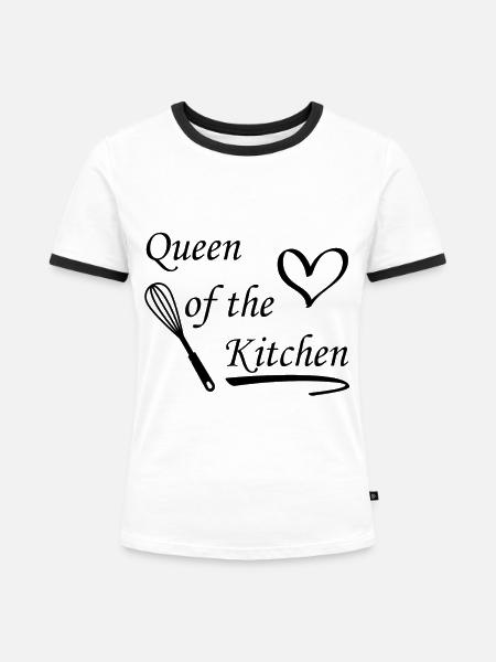 Queen of the Kitchen - Frauen Kontrast-T-Shirt - Weiß/Schwarz
