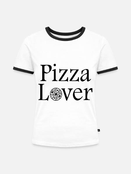 Pizza Lover - Frauen Kontrast-T-Shirt - Weiß/Schwarz