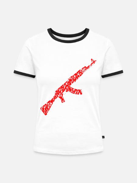 Ak47, Ak 47 oder Ak-47 - Frauen Kontrast-T-Shirt - Weiß/Schwarz