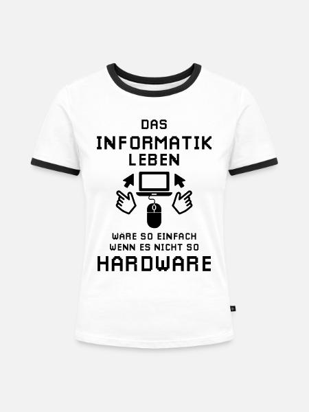 Das Informatik Leben - Frauen Kontrast-T-Shirt - Weiß/Schwarz