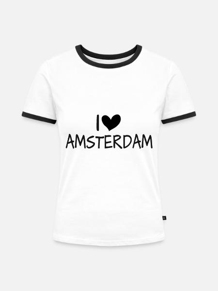 Amsterdam - Frauen Kontrast-T-Shirt - Weiß/Schwarz