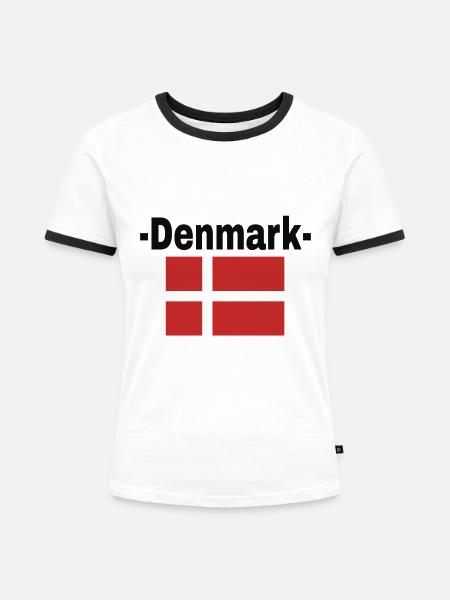 Dänemark - Frauen Kontrast-T-Shirt - Weiß/Schwarz