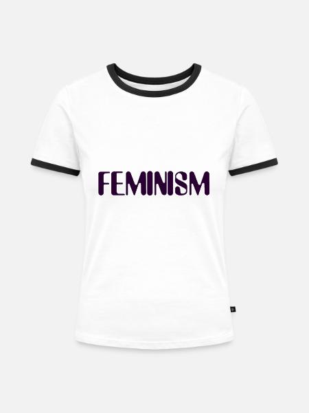 Feminismus - Frauen Kontrast-T-Shirt - Weiß/Schwarz