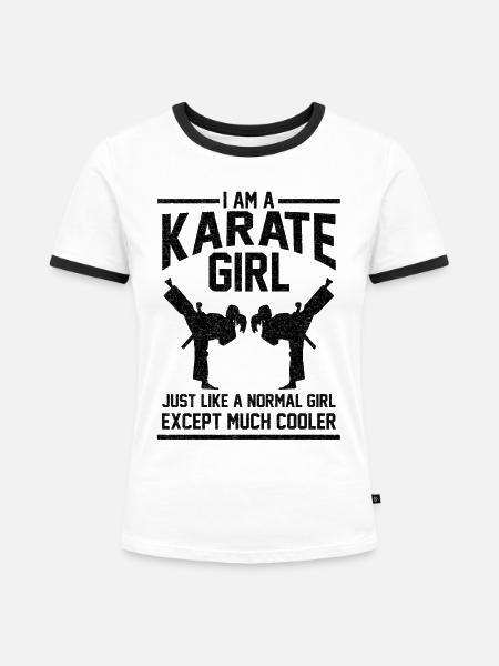 Karate Mädchen Geschenk - Frauen Kontrast-T-Shirt - Weiß/Schwarz