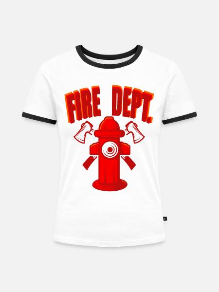 Fire Dept. Feuerwehrmann Hydrant - Frauen Kontrast-T-Shirt - Weiß/Schwarz