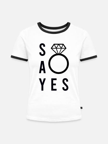 Hochzeitsantrag - Frauen Kontrast-T-Shirt - Weiß/Schwarz