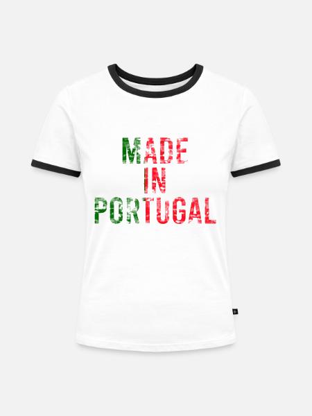 Portugal - Frauen Kontrast-T-Shirt - Weiß/Schwarz