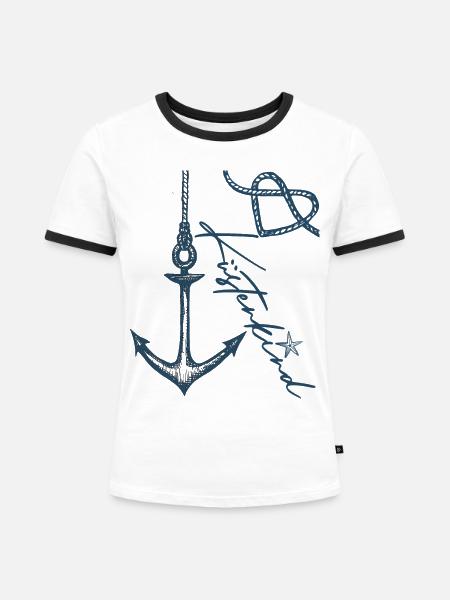 küstenkind - Frauen Kontrast-T-Shirt - Weiß/Schwarz
