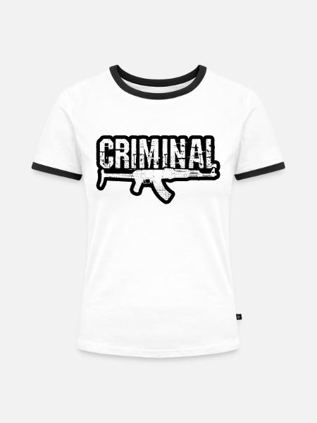 Criminal - Frauen Kontrast-T-Shirt - Weiß/Schwarz