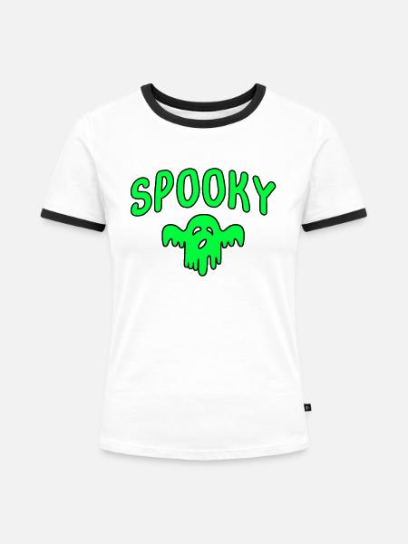 spooky Halloween - Frauen Kontrast-T-Shirt - Weiß/Schwarz