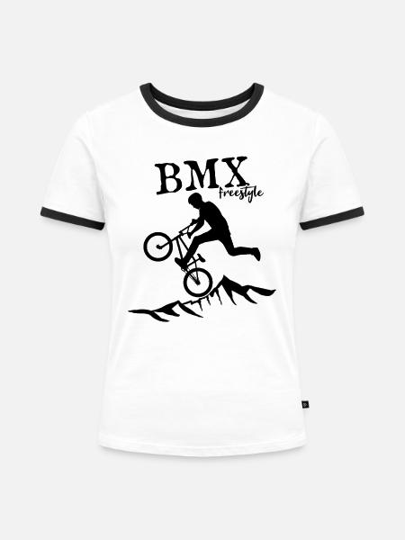 BMX freestyle - Frauen Kontrast-T-Shirt - Weiß/Schwarz