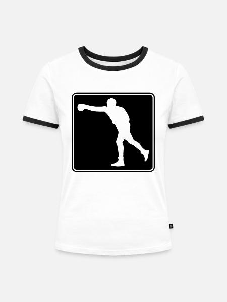 Boxen Logo - Frauen Kontrast-T-Shirt - Weiß/Schwarz