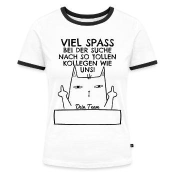 Abschiedsgeschenk Abschied Kollege Jobwechsel - Frauen Kontrast-T-Shirt - Weiß/Schwarz - Vorne - Selfina (174cm)