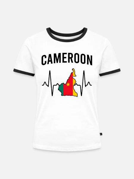 Kamerun Herzschlag - Frauen Kontrast-T-Shirt - Weiß/Schwarz
