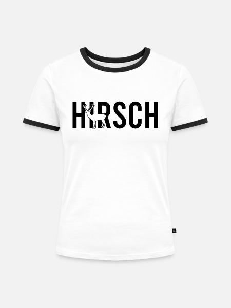 Hirsch - Frauen Kontrast-T-Shirt - Weiß/Schwarz