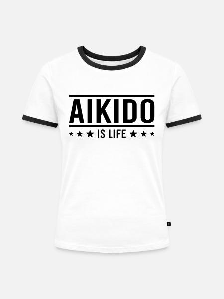 Aikido Spruch - Frauen Kontrast-T-Shirt - Weiß/Schwarz