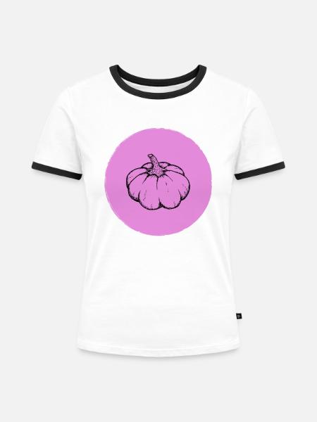 Kürbis - Frauen Kontrast-T-Shirt - Weiß/Schwarz