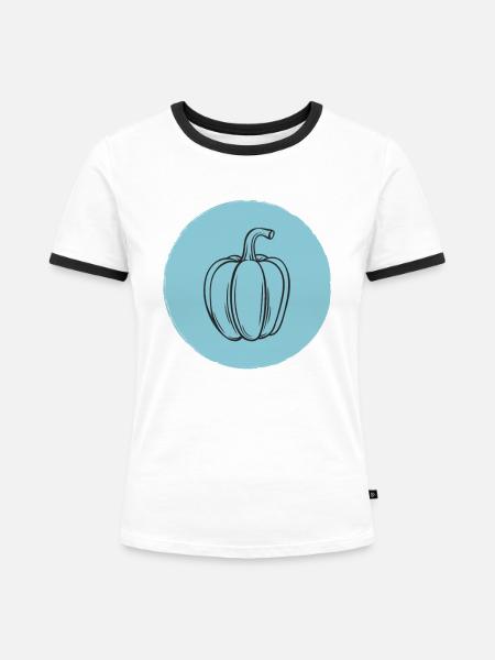 Paprika - Frauen Kontrast-T-Shirt - Weiß/Schwarz