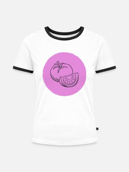 Tomate - Frauen Kontrast-T-Shirt - Weiß/Schwarz