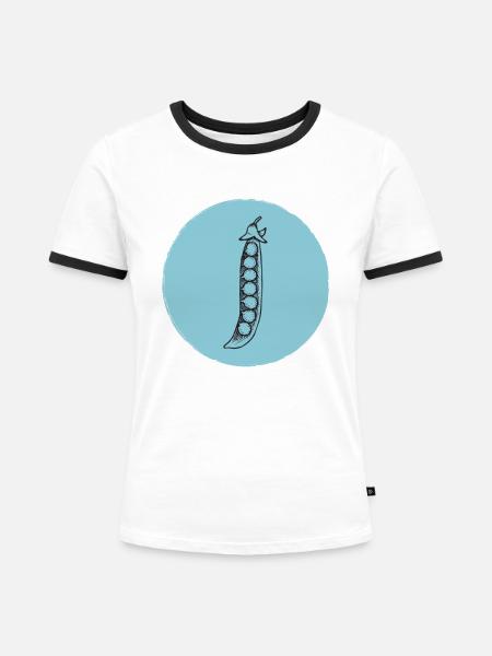 Erbsen - Frauen Kontrast-T-Shirt - Weiß/Schwarz