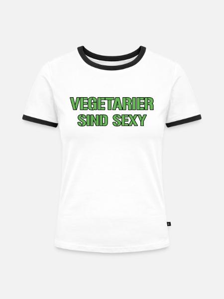 Vegetarier Spruch - Frauen Kontrast-T-Shirt - Weiß/Schwarz
