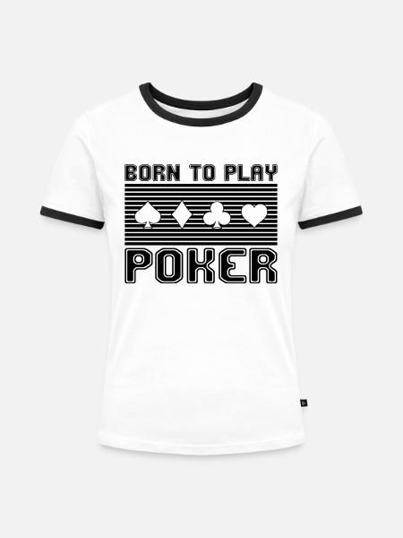 Poker - Frauen Kontrast-T-Shirt - Weiß/Schwarz