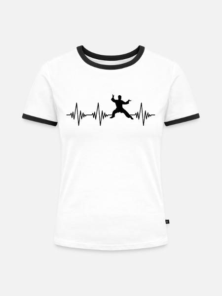 Kampfsport Herzschlag - Frauen Kontrast-T-Shirt - Weiß/Schwarz