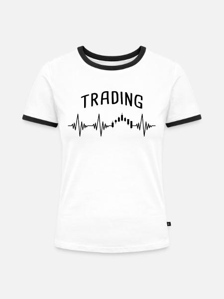 trading Herzschlag - Frauen Kontrast-T-Shirt - Weiß/Schwarz
