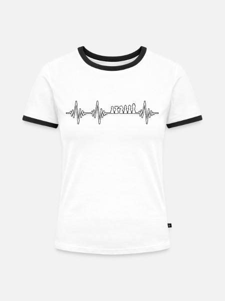 Schach Herzschlag - Frauen Kontrast-T-Shirt - Weiß/Schwarz