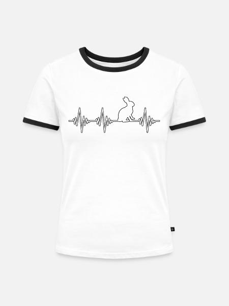 Hase Herzschlag - Frauen Kontrast-T-Shirt - Weiß/Schwarz