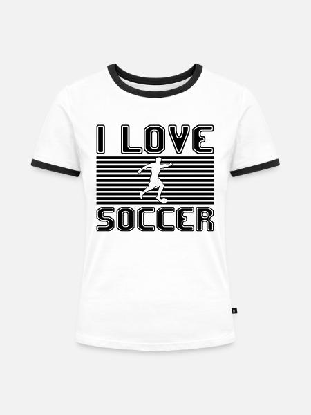 I love soccer - Frauen Kontrast-T-Shirt - Weiß/Schwarz
