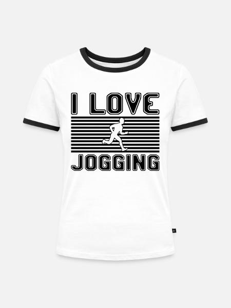 I love jogging - Frauen Kontrast-T-Shirt - Weiß/Schwarz
