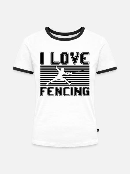 I love fencing - Frauen Kontrast-T-Shirt - Weiß/Schwarz