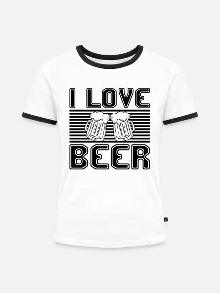 I love beer - Frauen Kontrast-T-Shirt - Weiß/Schwarz