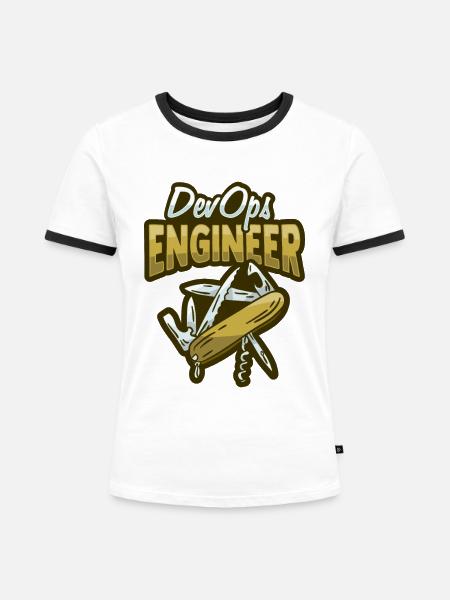 Sys-Admin Entwickler Devops-Ingenieur - Frauen Kontrast-T-Shirt - Weiß/Schwarz