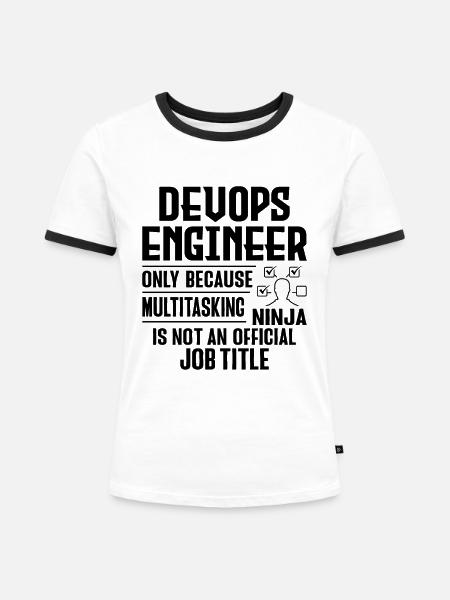 Sys-Admin Entwickler Devops-Ingenieur - Frauen Kontrast-T-Shirt - Weiß/Schwarz