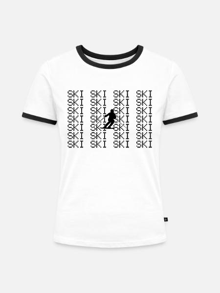 Ski - Frauen Kontrast-T-Shirt - Weiß/Schwarz