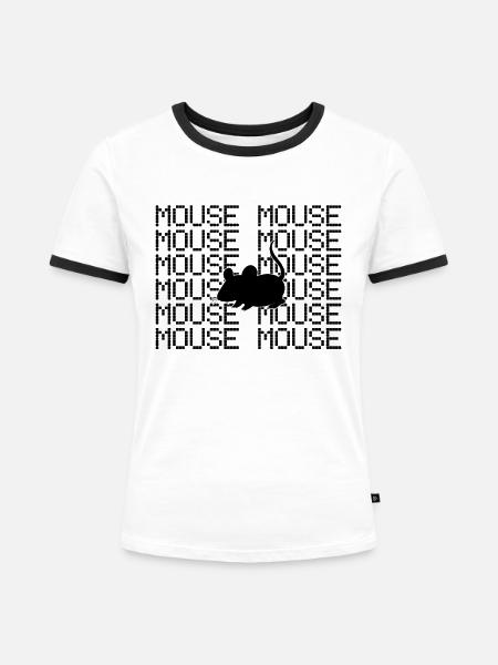 Maus - Frauen Kontrast-T-Shirt - Weiß/Schwarz