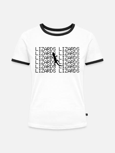 Eidechse - Frauen Kontrast-T-Shirt - Weiß/Schwarz