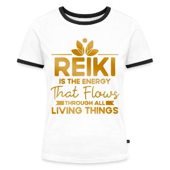 Reiki Symbol Reiki Meister Reiki Kristall Geschenk - Frauen Kontrast-T-Shirt - Weiß/Schwarz - Vorne - Selfina (174cm)