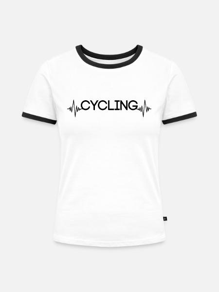 Radfahren Herzschlag - Frauen Kontrast-T-Shirt - Weiß/Schwarz
