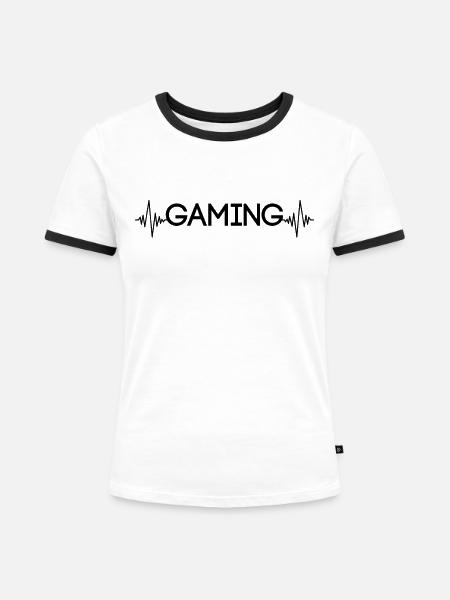 gaming Herzschlag - Frauen Kontrast-T-Shirt - Weiß/Schwarz