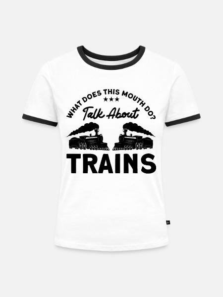 Modellbahn Zug Lokomotiven Geschenk - Frauen Kontrast-T-Shirt - Weiß/Schwarz