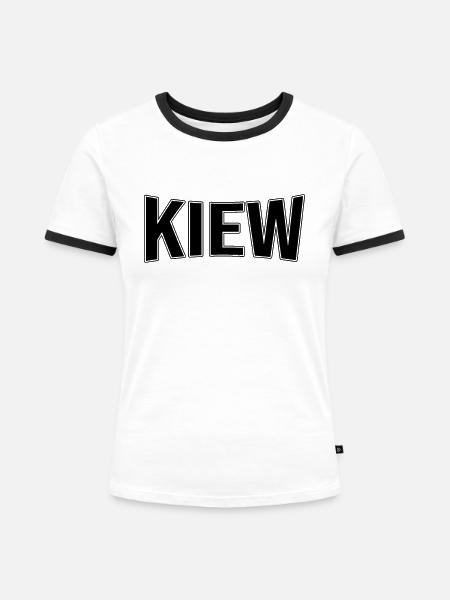 Kiew - Frauen Kontrast-T-Shirt - Weiß/Schwarz