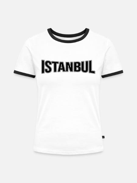 Istanbul - Frauen Kontrast-T-Shirt - Weiß/Schwarz